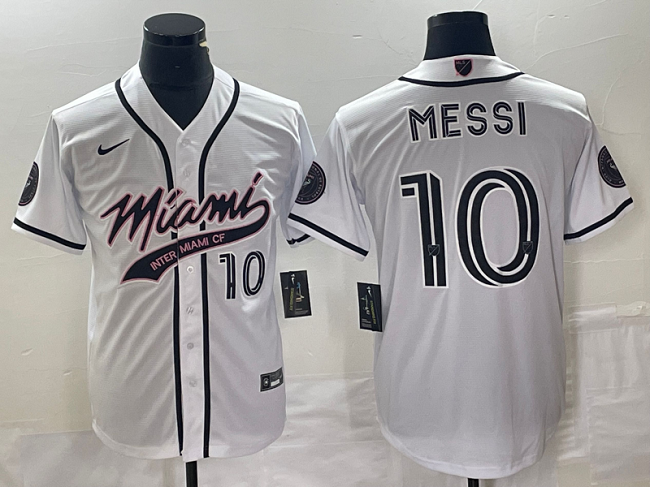 Men's Inter Miami CF #10 Lionel Messi White Cool Base Stitched Jersey